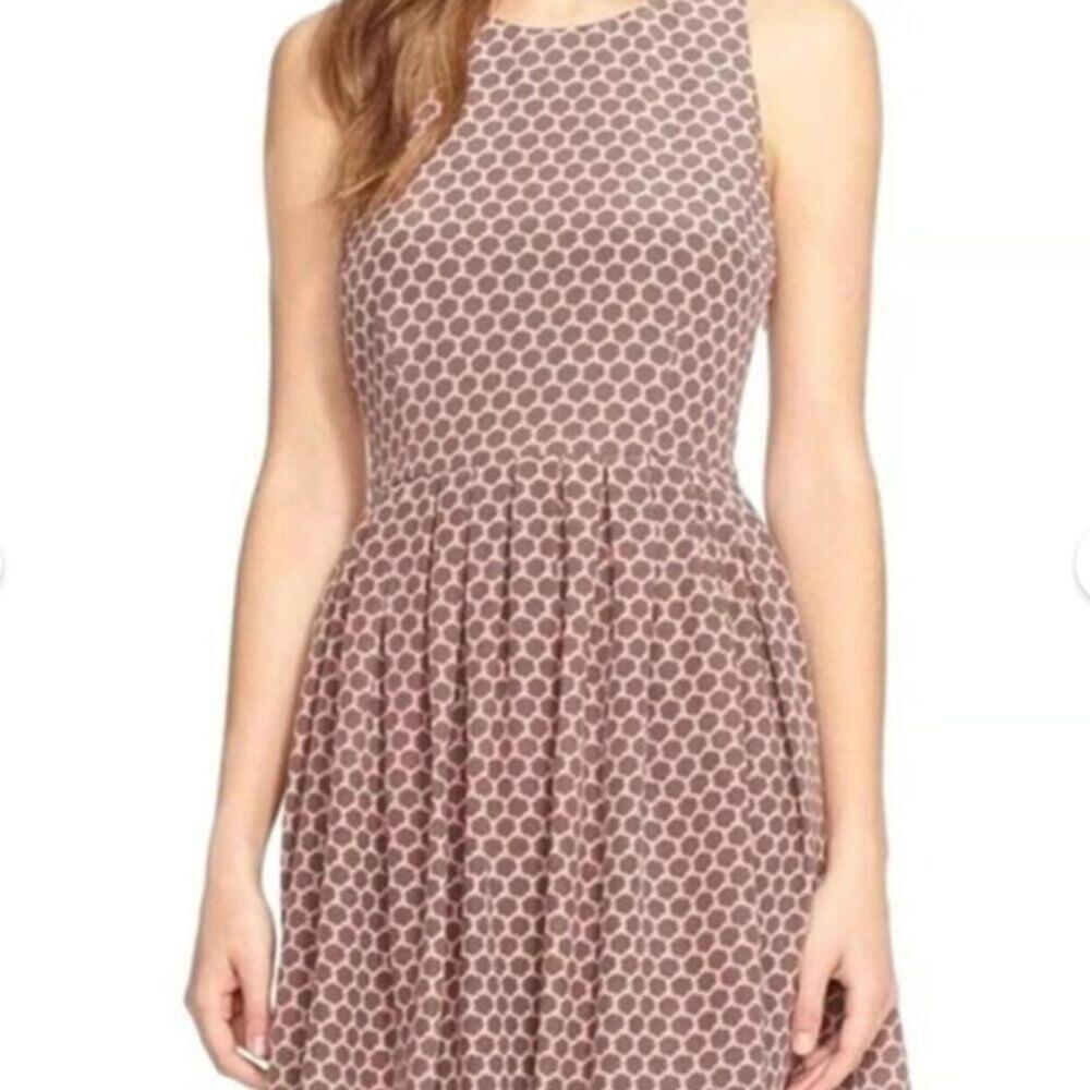 Joie Bernadine Dress Small Pink 100% Silk Fit & Flare Pleated Keyhole